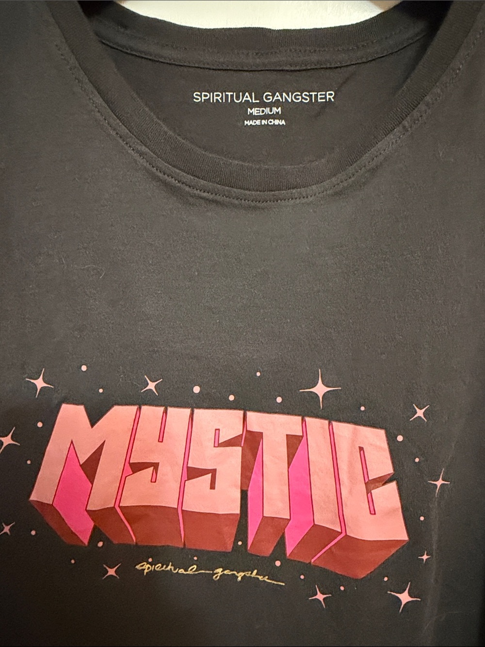 Spiritual Gangster Dark Brown Tank with Pink 'MYSTIC' Graphic size M - Picture 3 of 5